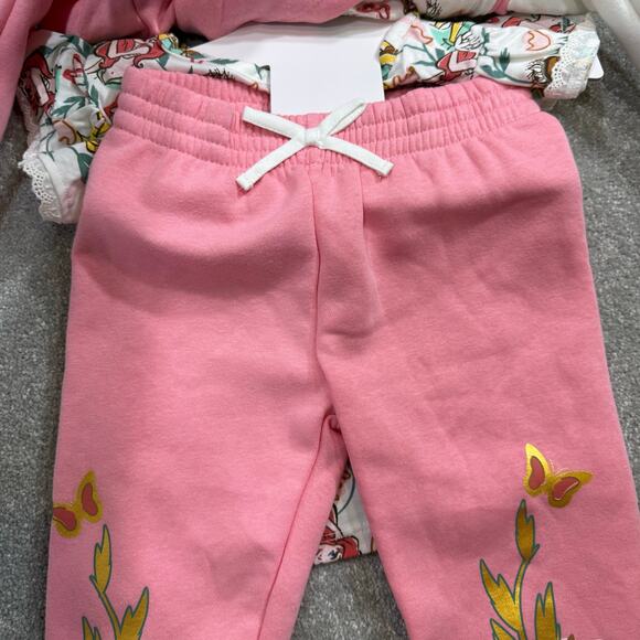 Disney Princess NWT 3 Piece Hoodie TShirt Legging Set Pink Gold 2T Ariel Belle - Picture 6 of 16